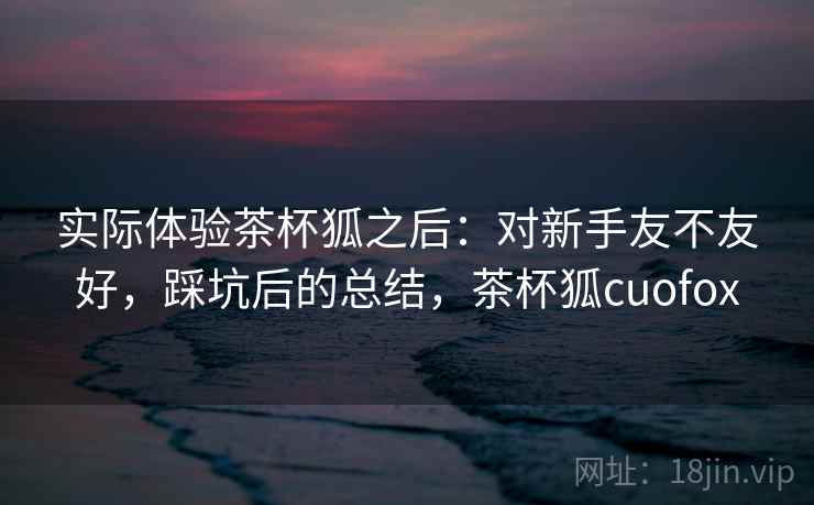 实际体验茶杯狐之后：对新手友不友好，踩坑后的总结，茶杯狐cuofox
